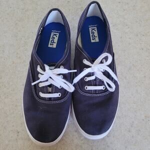 Keds Softerra Canvas Sneakers Navy Blue Lace Up Casual Shoes Womens 7.5 Classic